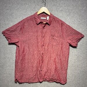Cubavera Mens XL Red Linen Cotton Blend Short Sleeve Button Down Shirt